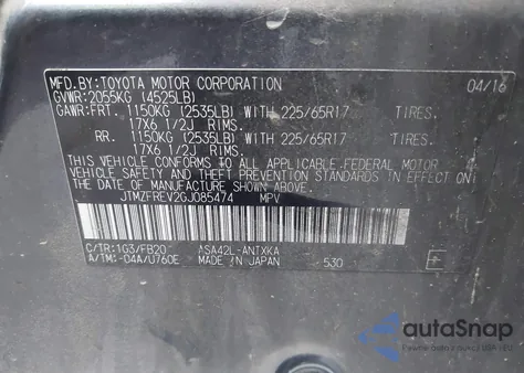 2016 Toyota Rav4 Le from USA, damaged, VIN JTMZFREV2GJ085474